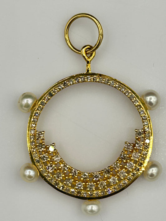 Round 14k Solid Gold Diamond Pendants