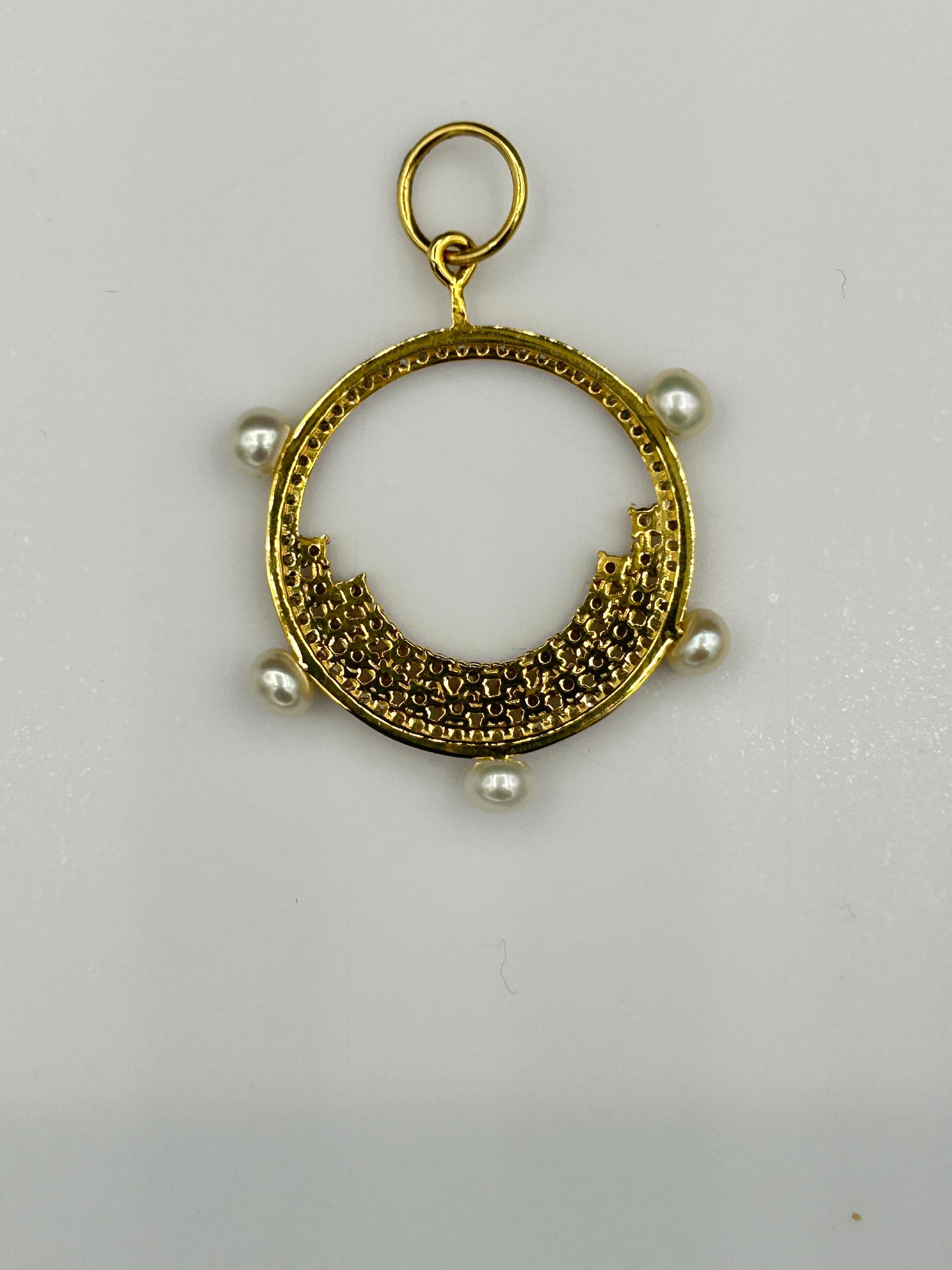 Round 14k Solid Gold Diamond Pendants