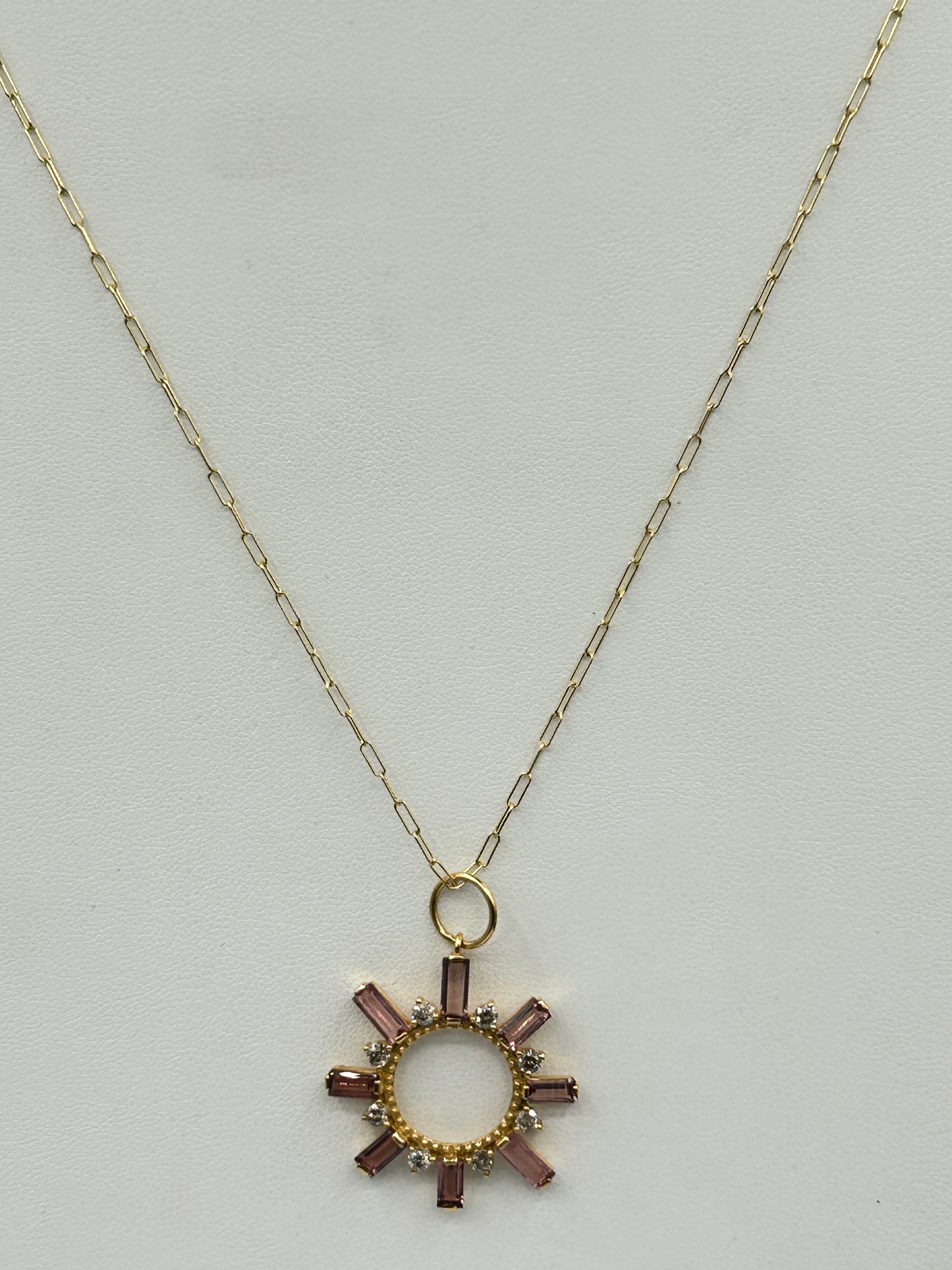 Round 14k Solid Gold Diamond Pendants