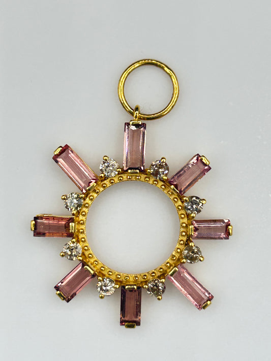 Round 14k Solid Gold Diamond Pendants