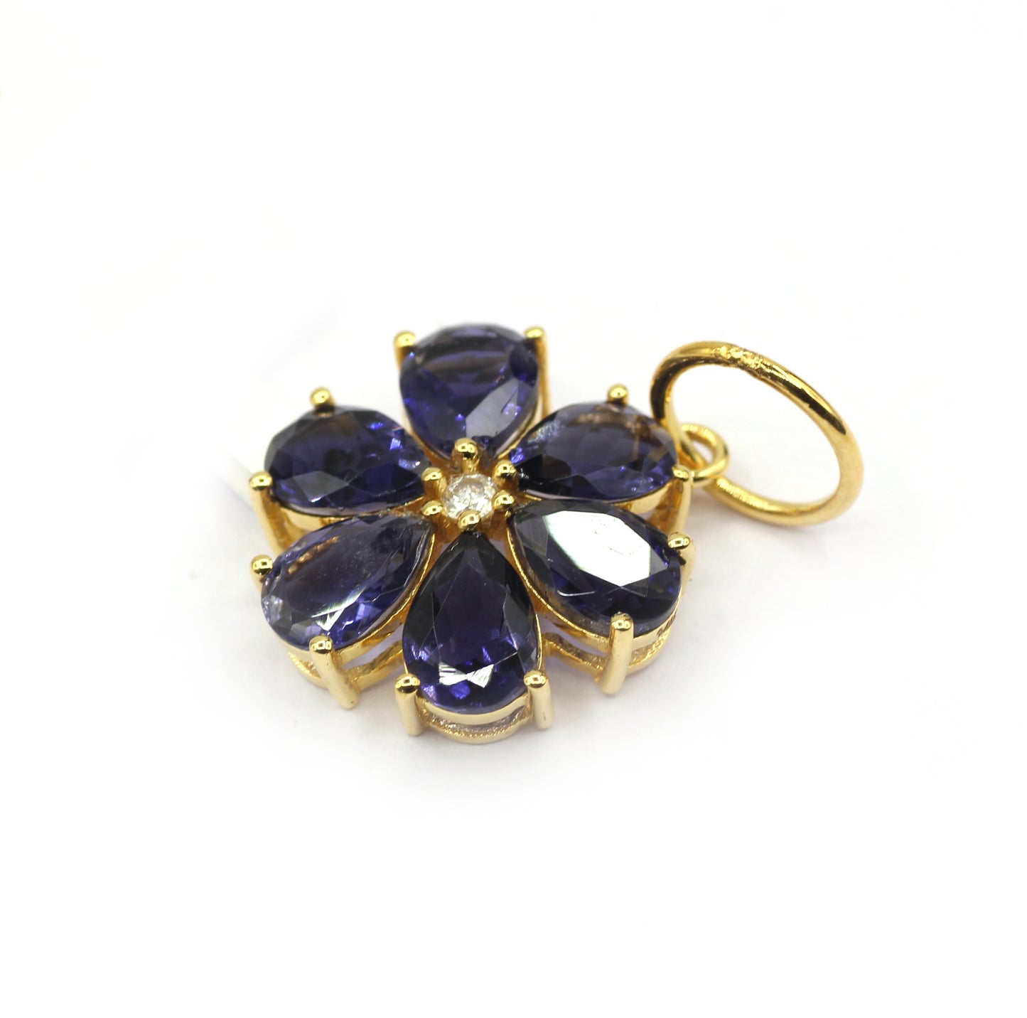 Flower 14k Solid Gold Diamond Pendants.