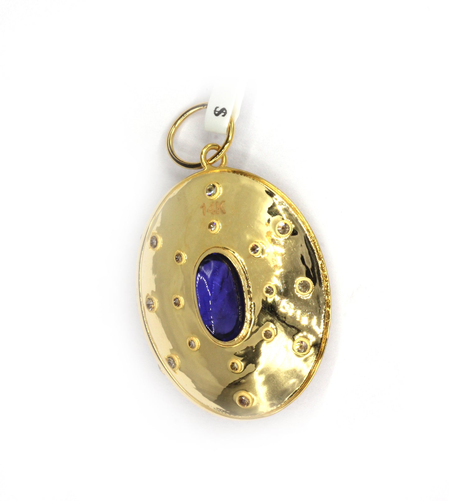 Oval 14k Solid Gold Diamond Pendants