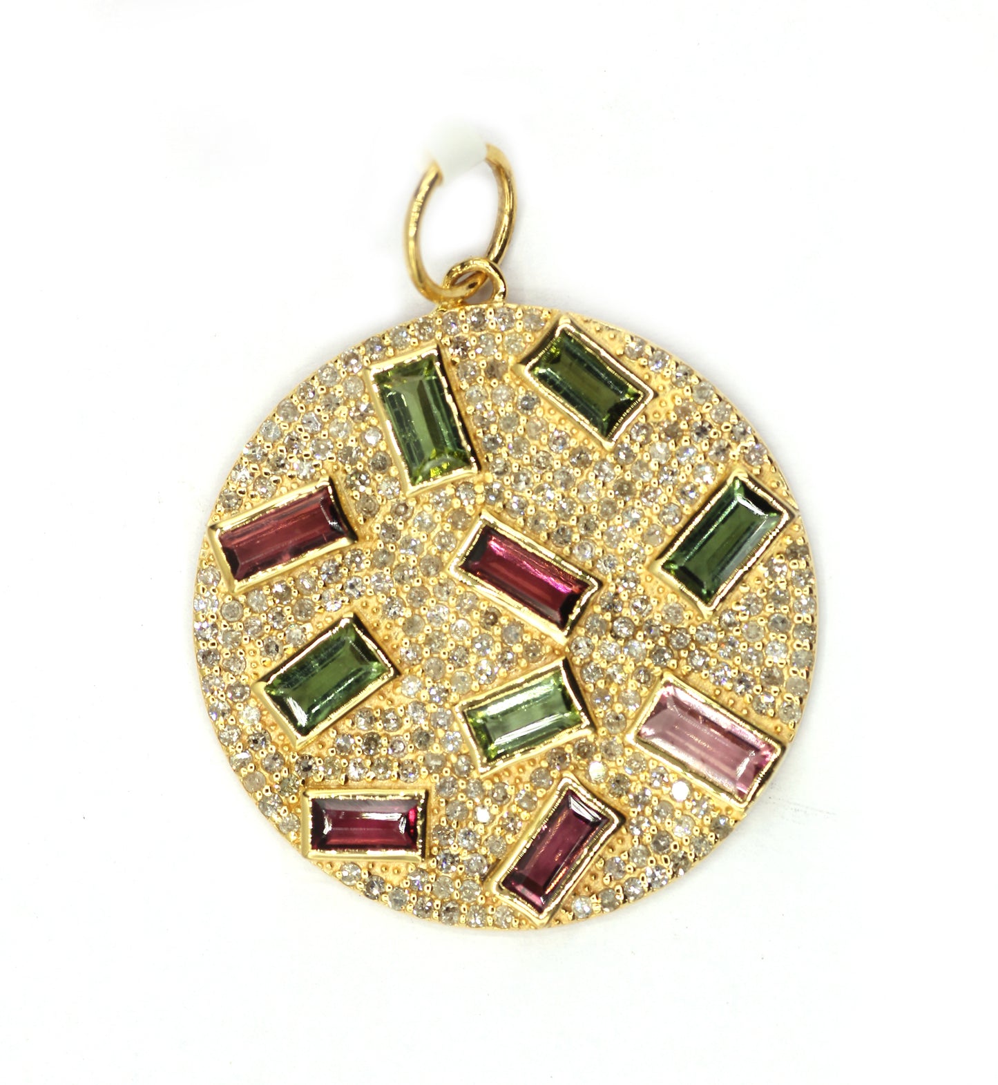 Round 14k Solid Gold Diamond Pendants