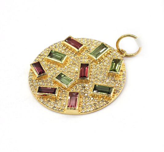 Round 14k Solid Gold Diamond Pendants