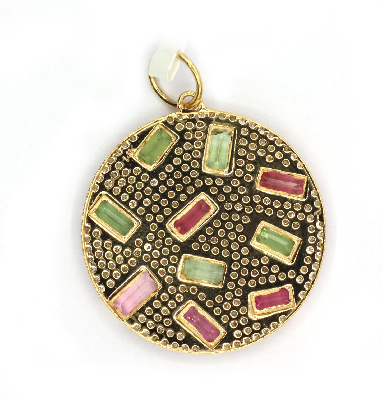 Round 14k Solid Gold Diamond Pendants
