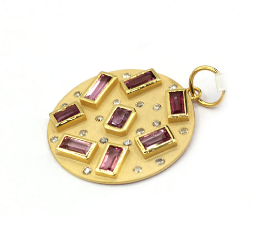 Round 14k Solid Gold Diamond Pendants