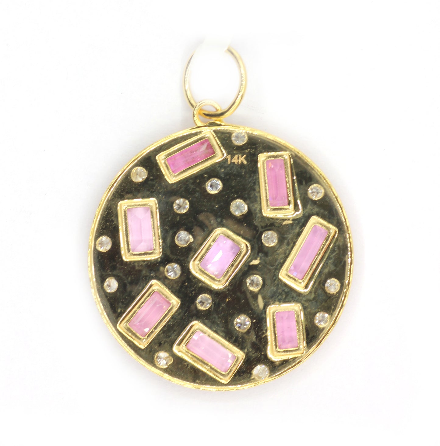 Round 14k Solid Gold Diamond Pendants