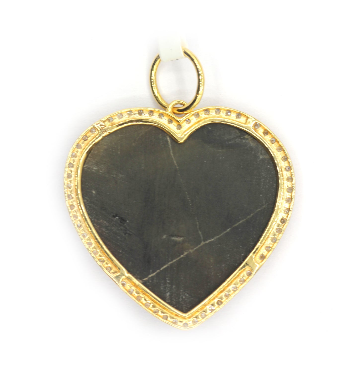 Heart 14k Solid Gold Diamond Pendants With Black Mother Of Pearl Stone