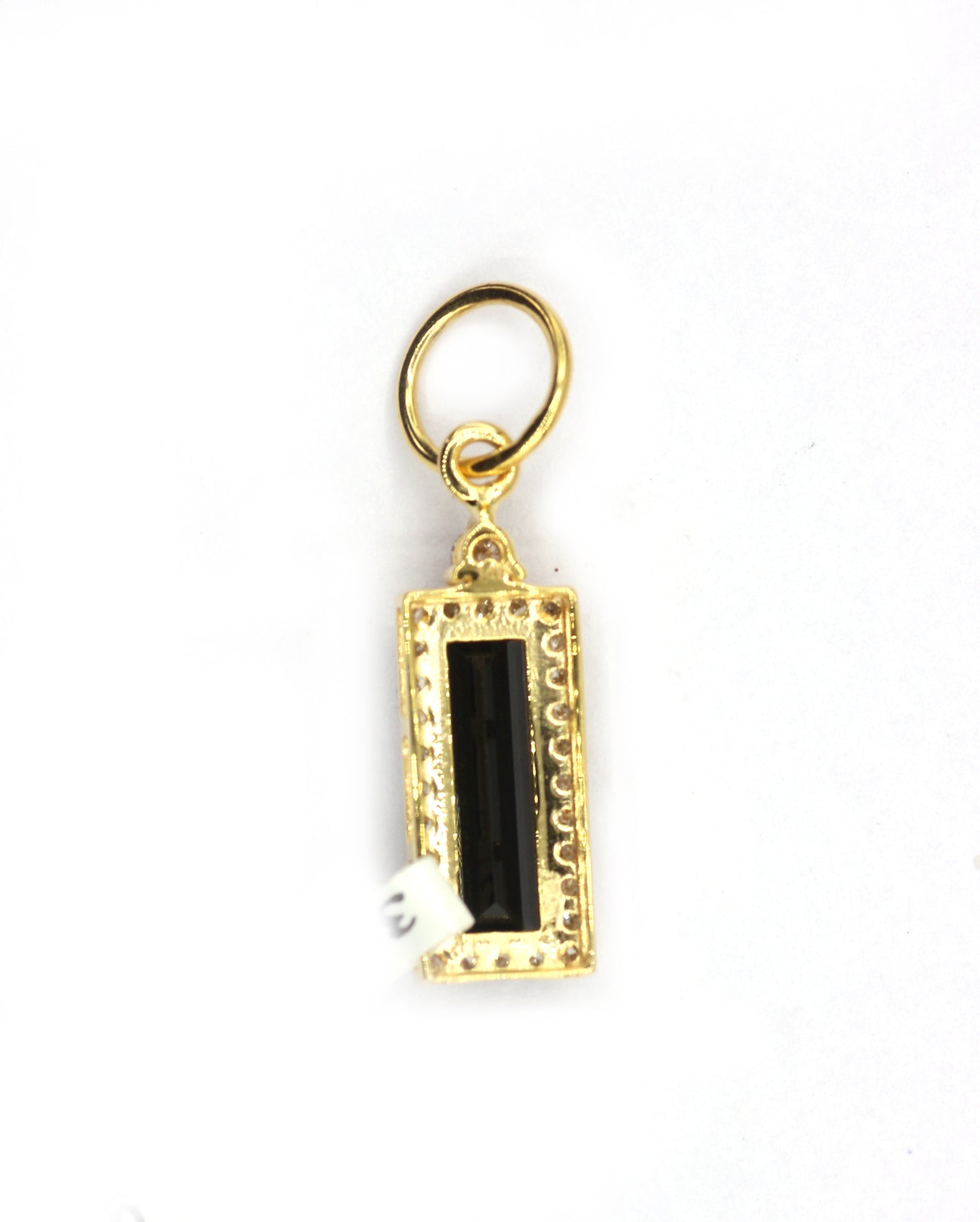 Rectangle 14k Solid Gold Diamond Pendants With Green Tourmaline