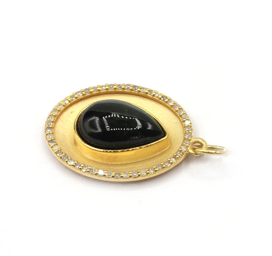 Oval 14k Solid Gold Diamond Pendants