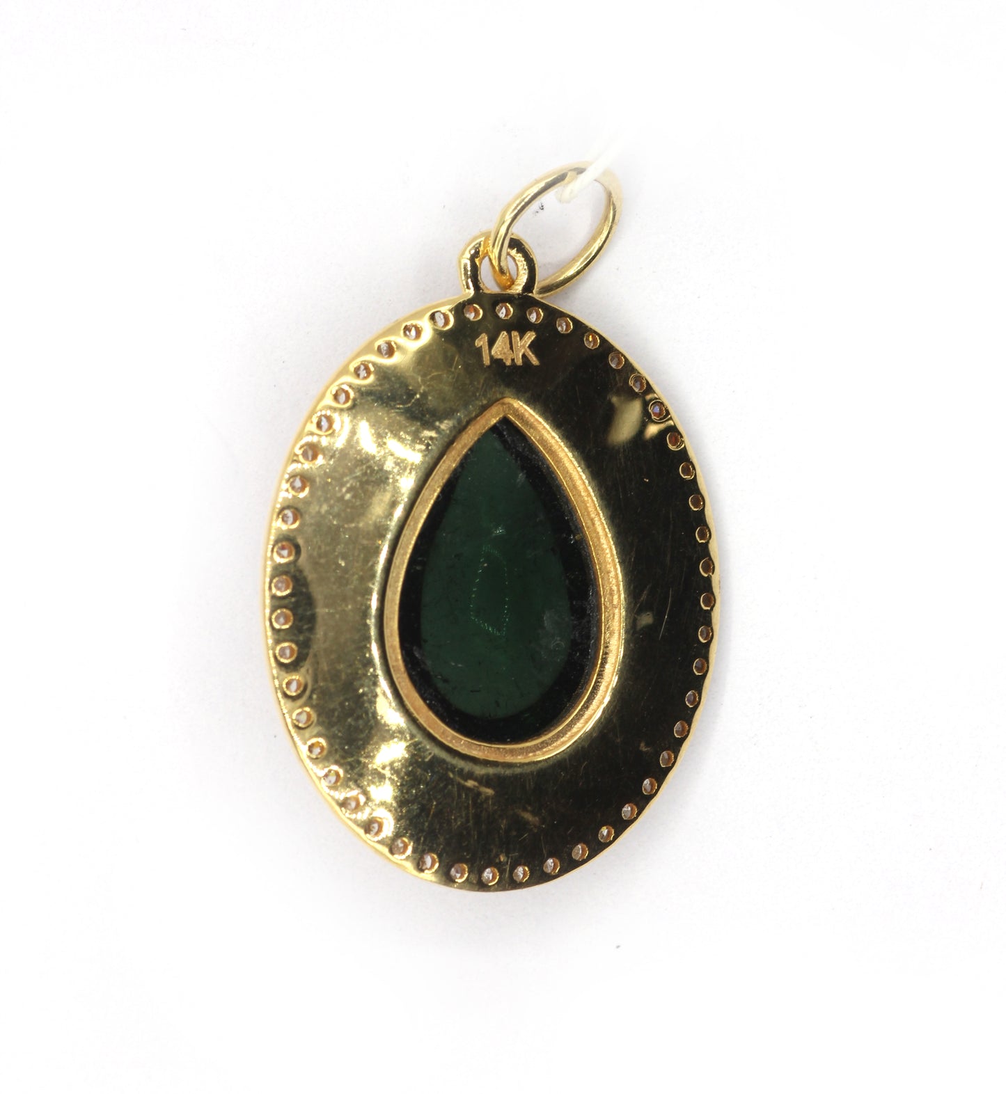 Oval 14k Solid Gold Diamond Pendants