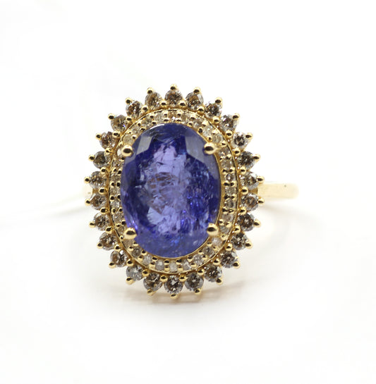 Tanzanite 14k Solid Gold Diamond Rings.