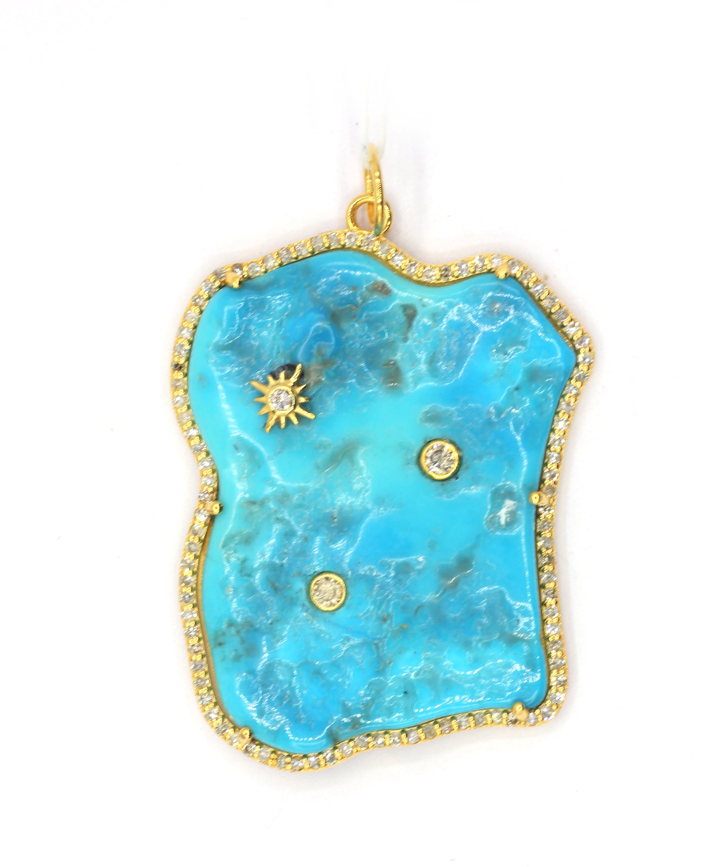 Turquoise 14k Solid Gold Diamond Pendants