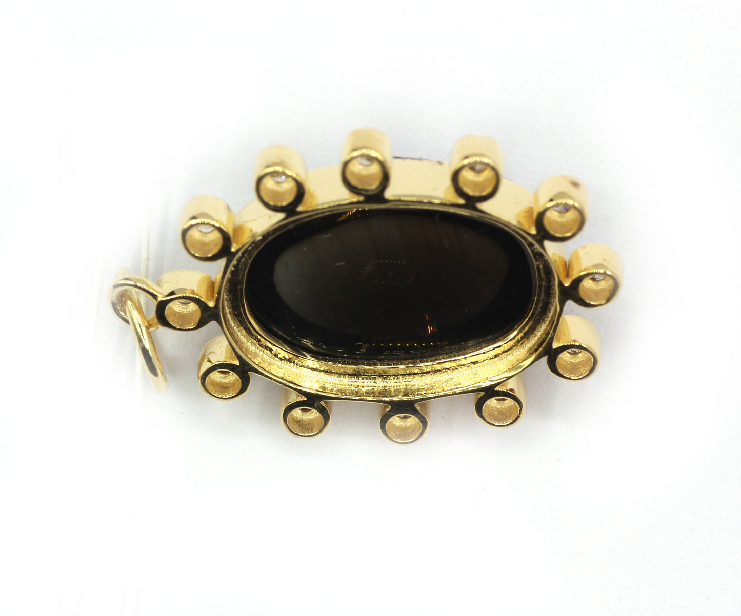 Oval 14k Solid Gold Diamond Pendants