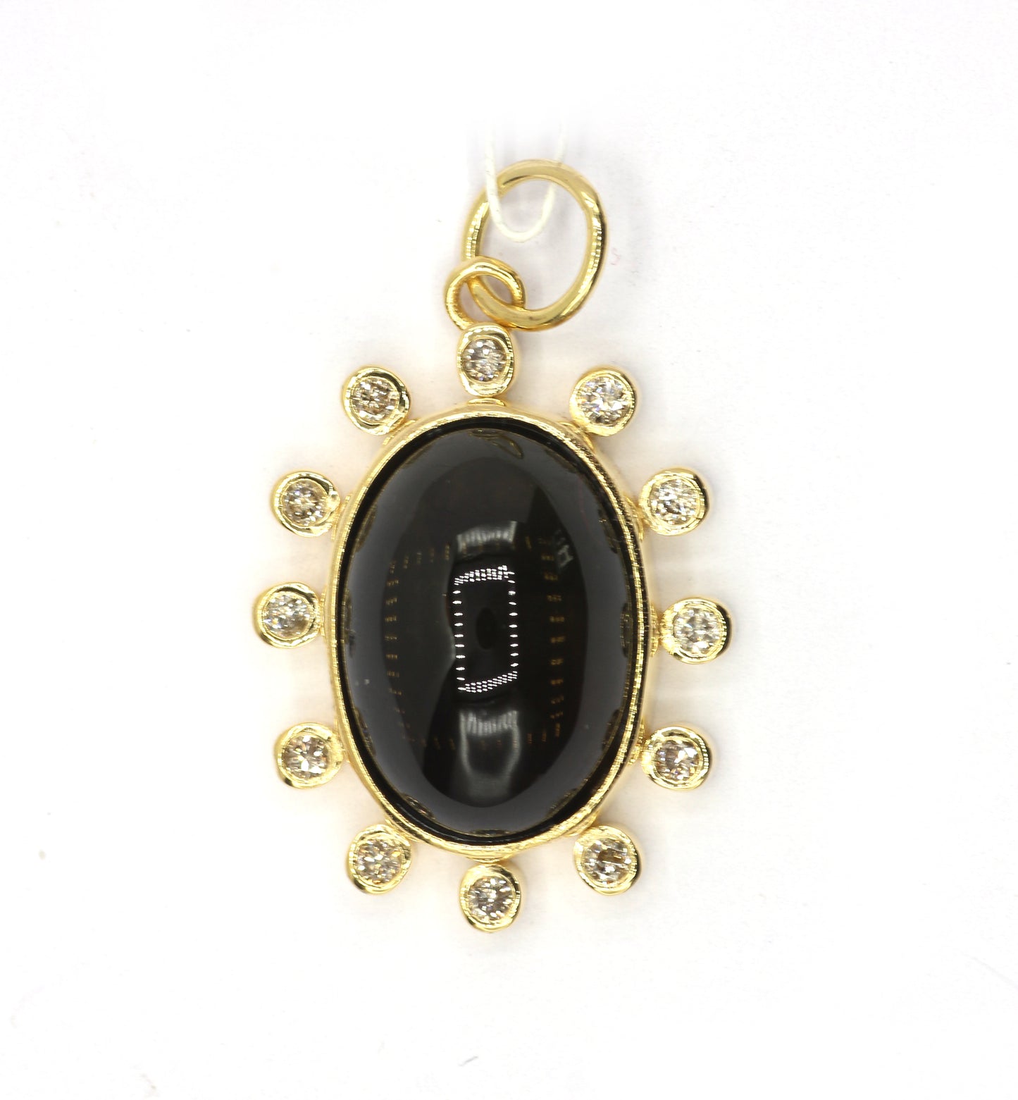 Oval 14k Solid Gold Diamond Pendants