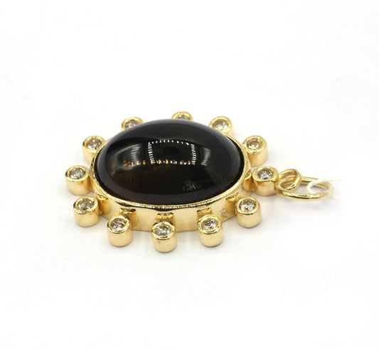 Oval 14k Solid Gold Diamond Pendants