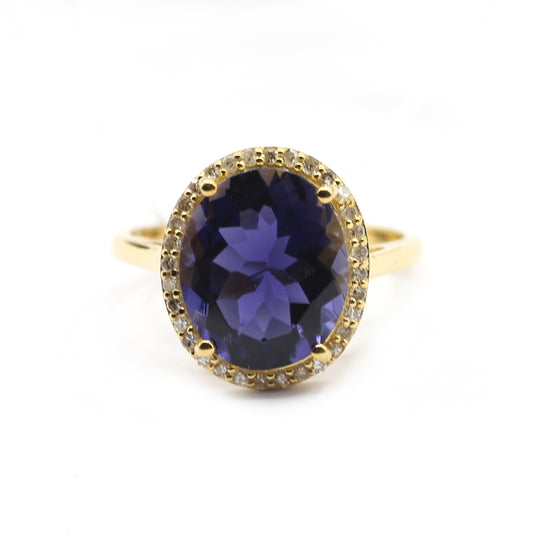 Iolite 14k Solid Gold Diamond Rings.