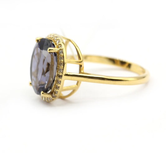 Iolite 14k Solid Gold Diamond Rings.