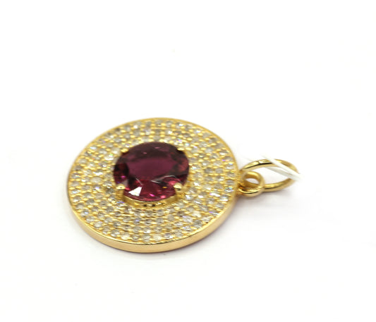 Round 14k Solid Gold Diamond Pendants