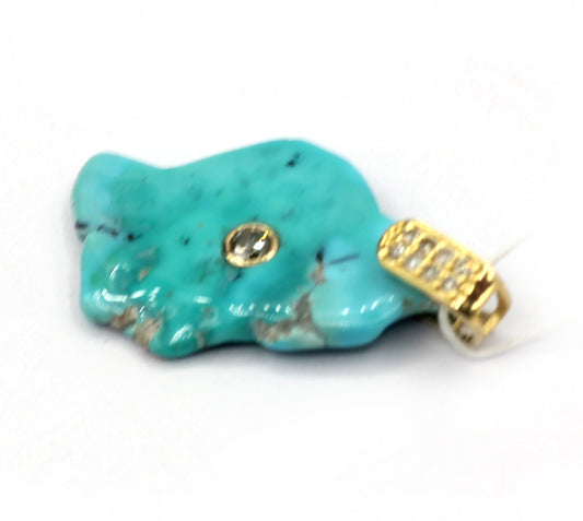 Turquoise 14k Solid Gold Diamond Pendants