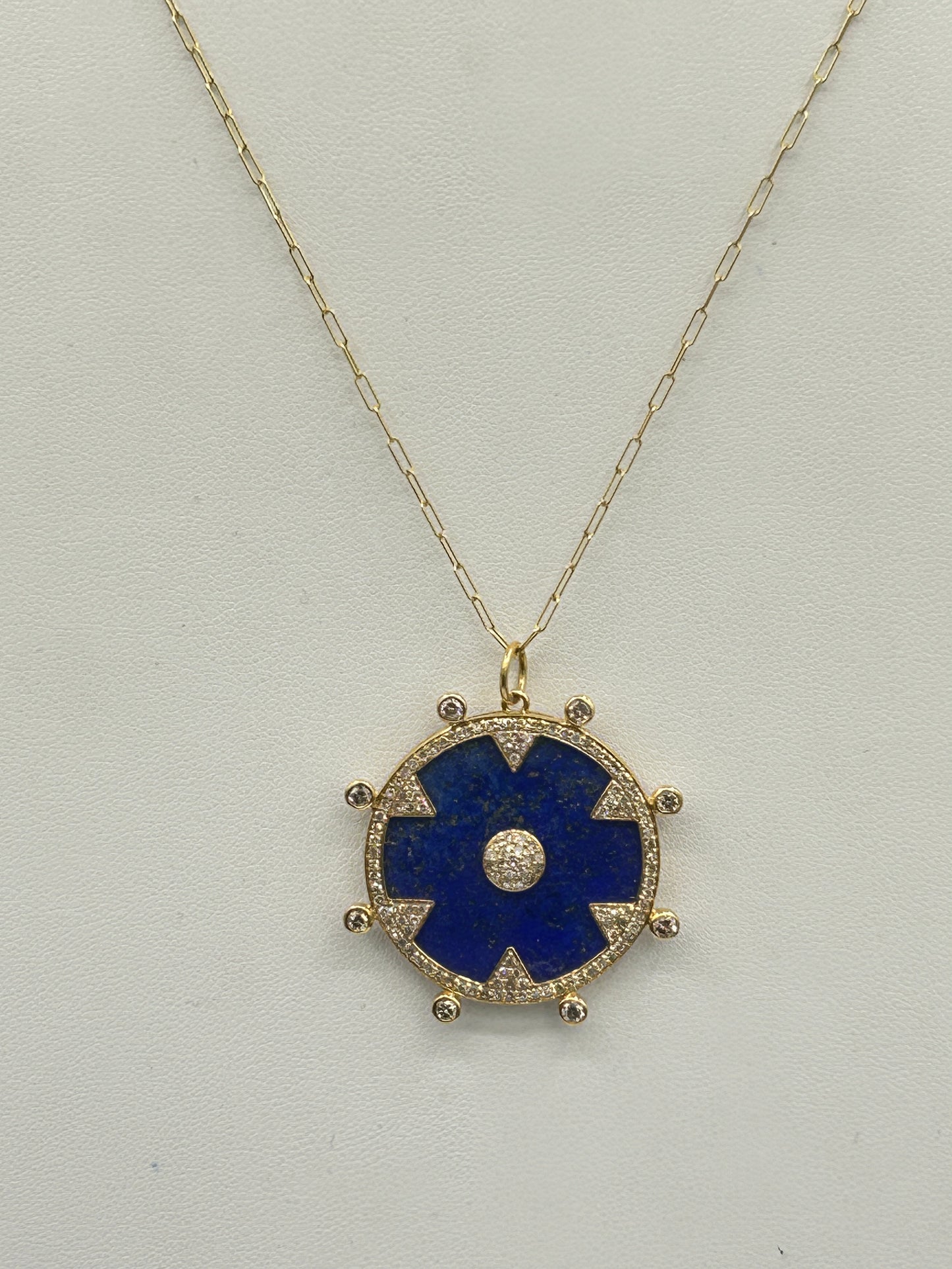 Round 14k Solid Gold Diamond Pendants