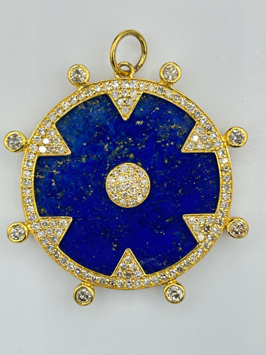 Round 14k Solid Gold Diamond Pendants