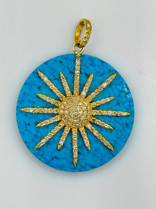 Round 14k Solid Gold Diamond Pendants