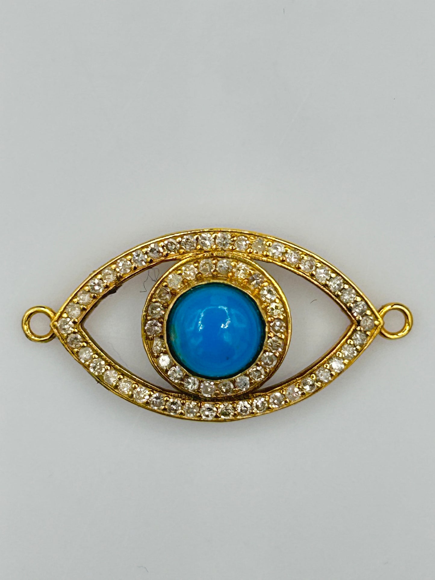 Evil Eye 14k Solid Gold Diamond Pendants With Turquoise Stone