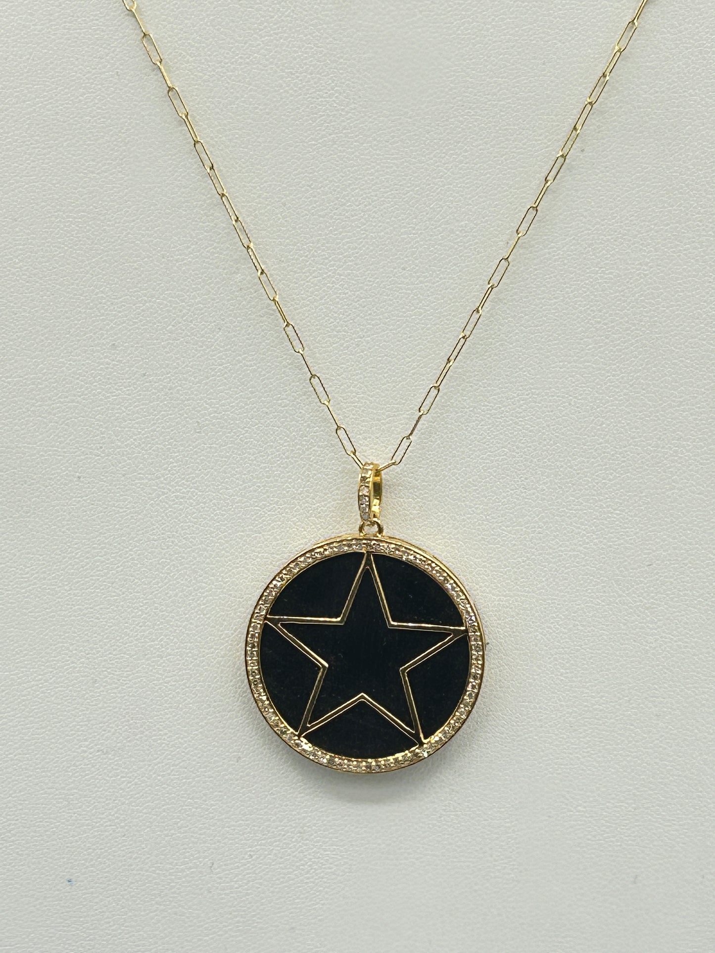 Round 14k Solid Gold Diamond Pendants