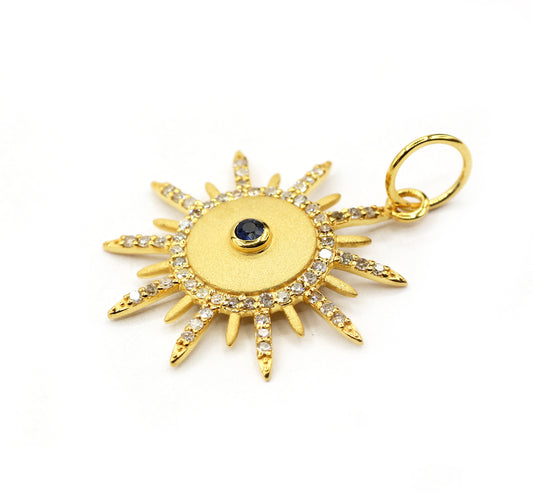 Sun 14k Solid Gold Diamond Pendants.