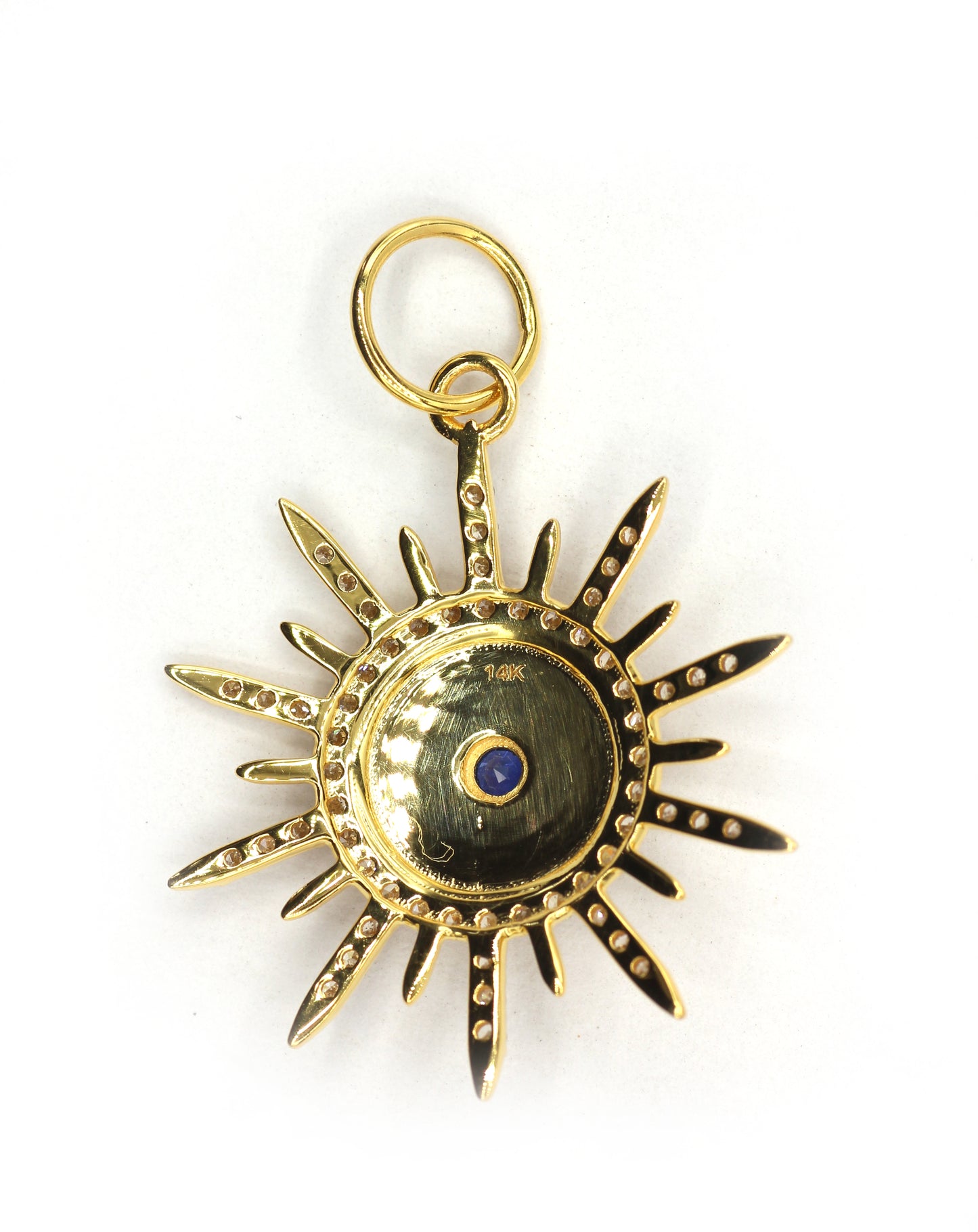 Sun 14k Solid Gold Diamond Pendants.