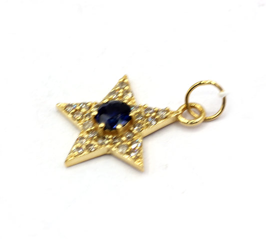 Star 14k Solid Gold Diamond Pendants
