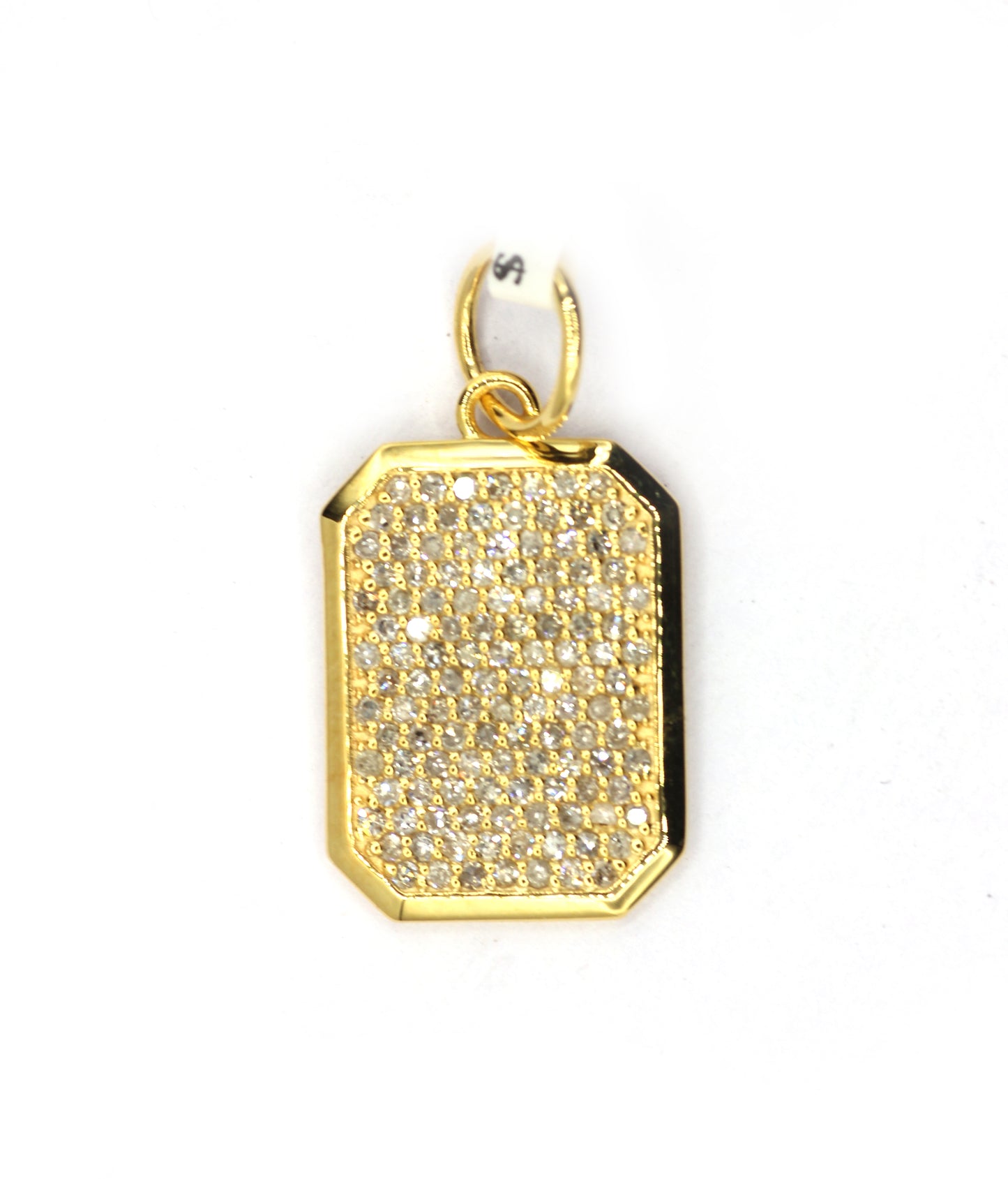 Rectangle 14k Solid Gold Diamond Pendants