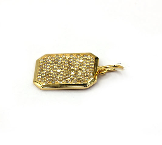 Rectangle 14k Solid Gold Diamond Pendants