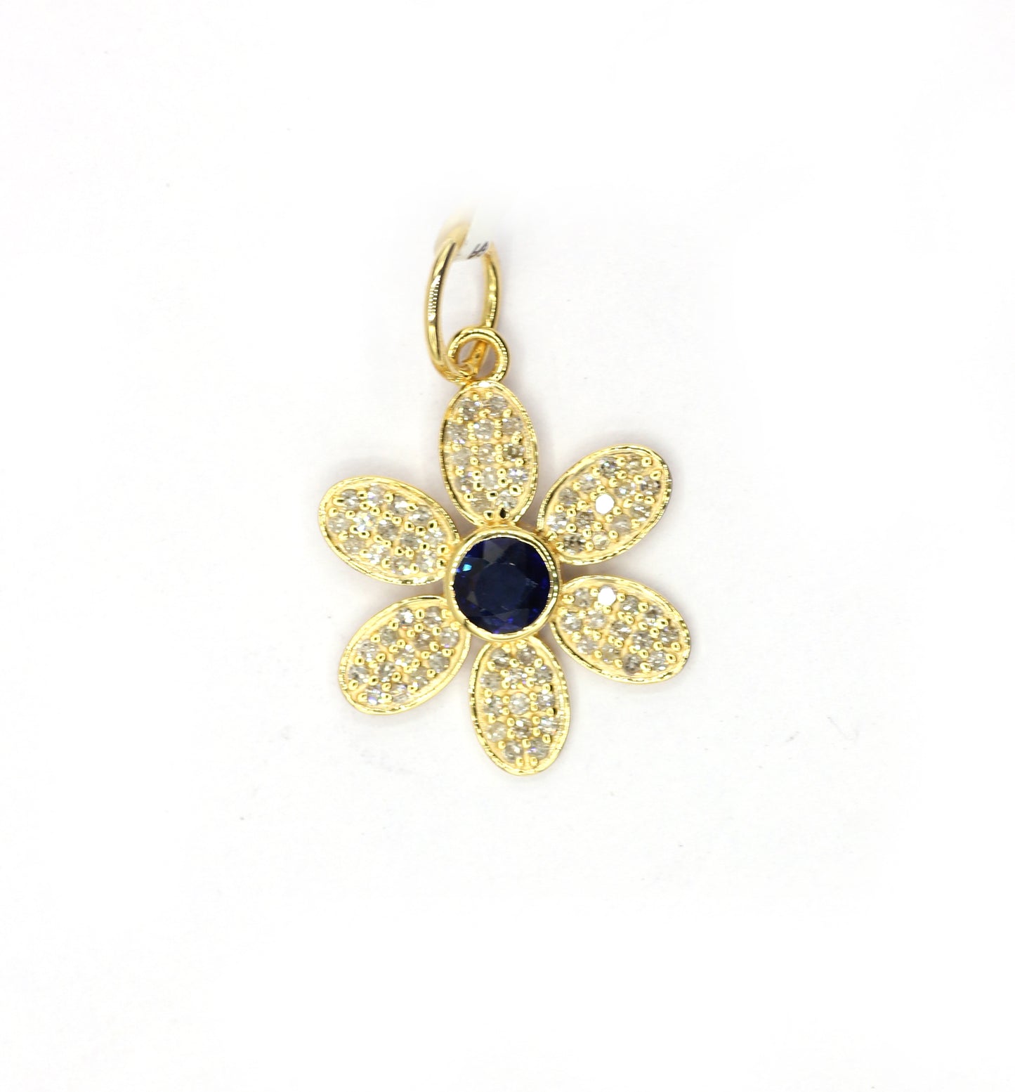 Flower 14k Solid Gold Diamond Pendants