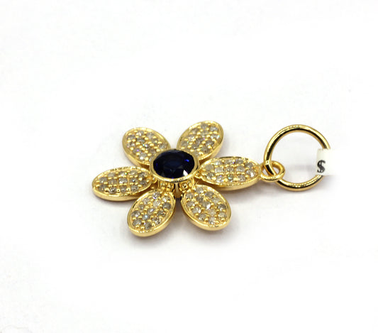 Flower 14k Solid Gold Diamond Pendants