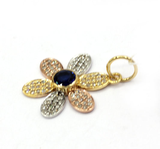 Flower 14k Solid Gold Diamond Pendants