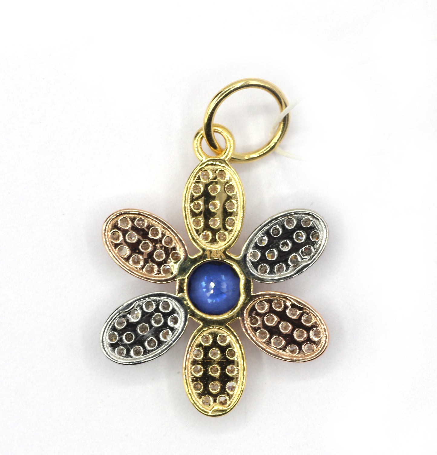 Flower 14k Solid Gold Diamond Pendants