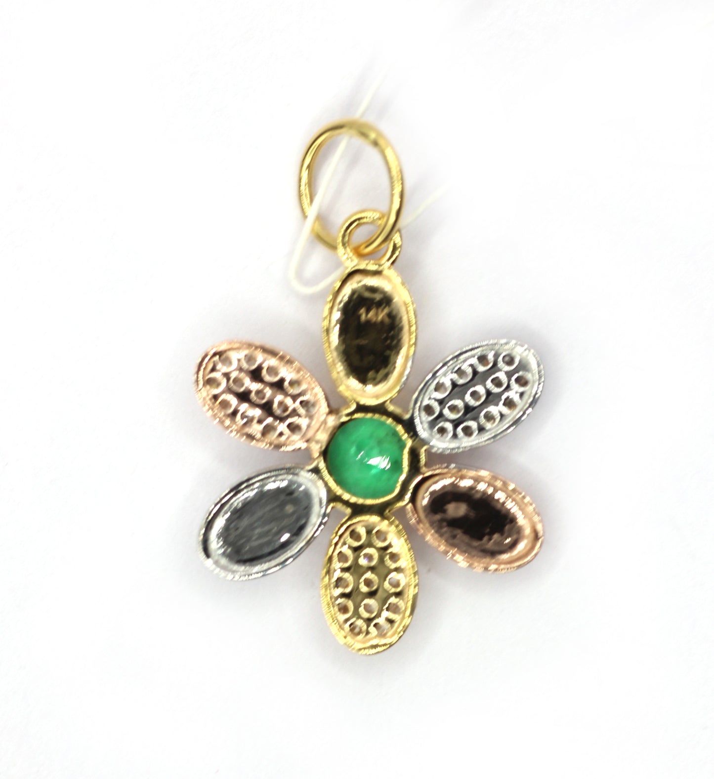 Flower 14k Solid Gold Diamond Pendants