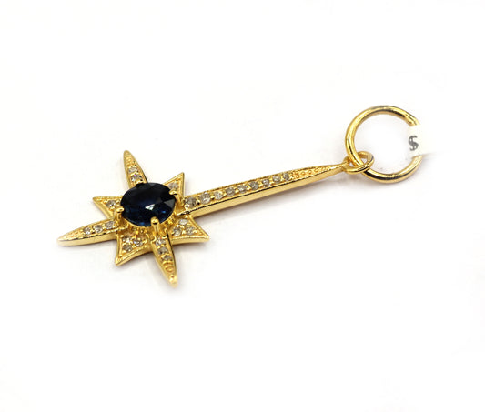Star 14k Solid Gold Diamond Pendants