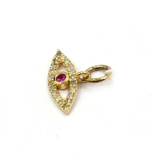 Evil Eye 14k Solid Gold Diamond Pendants