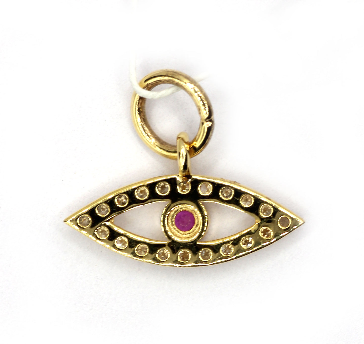 Evil Eye 14k Solid Gold Diamond Pendants