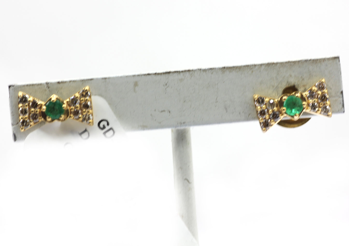 Emerald 14k Gold Diamond Stud Earring
