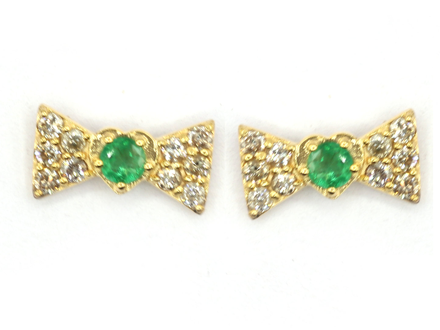 Emerald 14k Gold Diamond Stud Earring