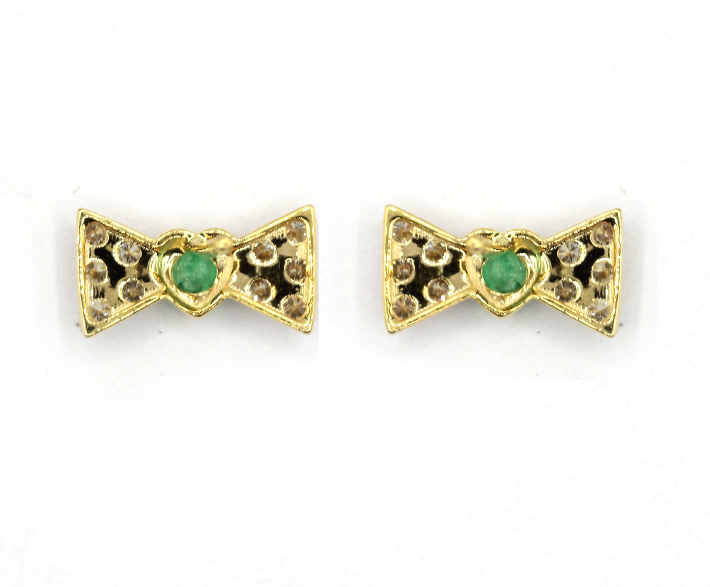 Emerald 14k Gold Diamond Stud Earring