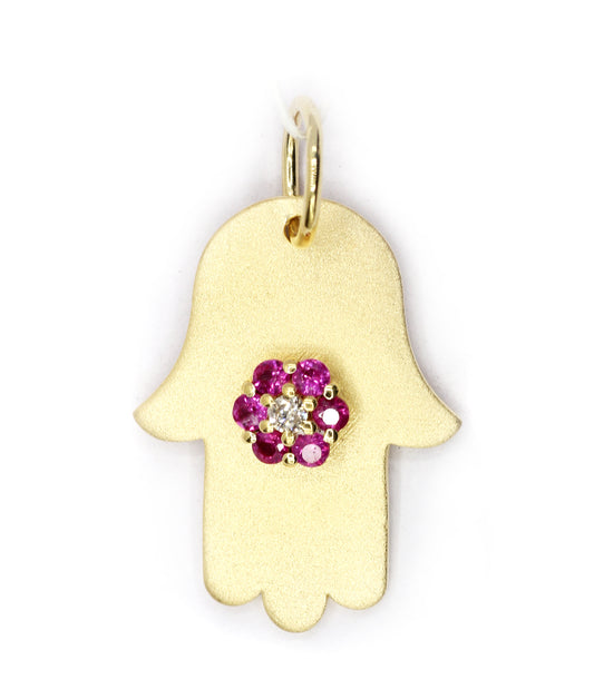 Hamsa Hand 14k Solid Gold Diamond Pendants