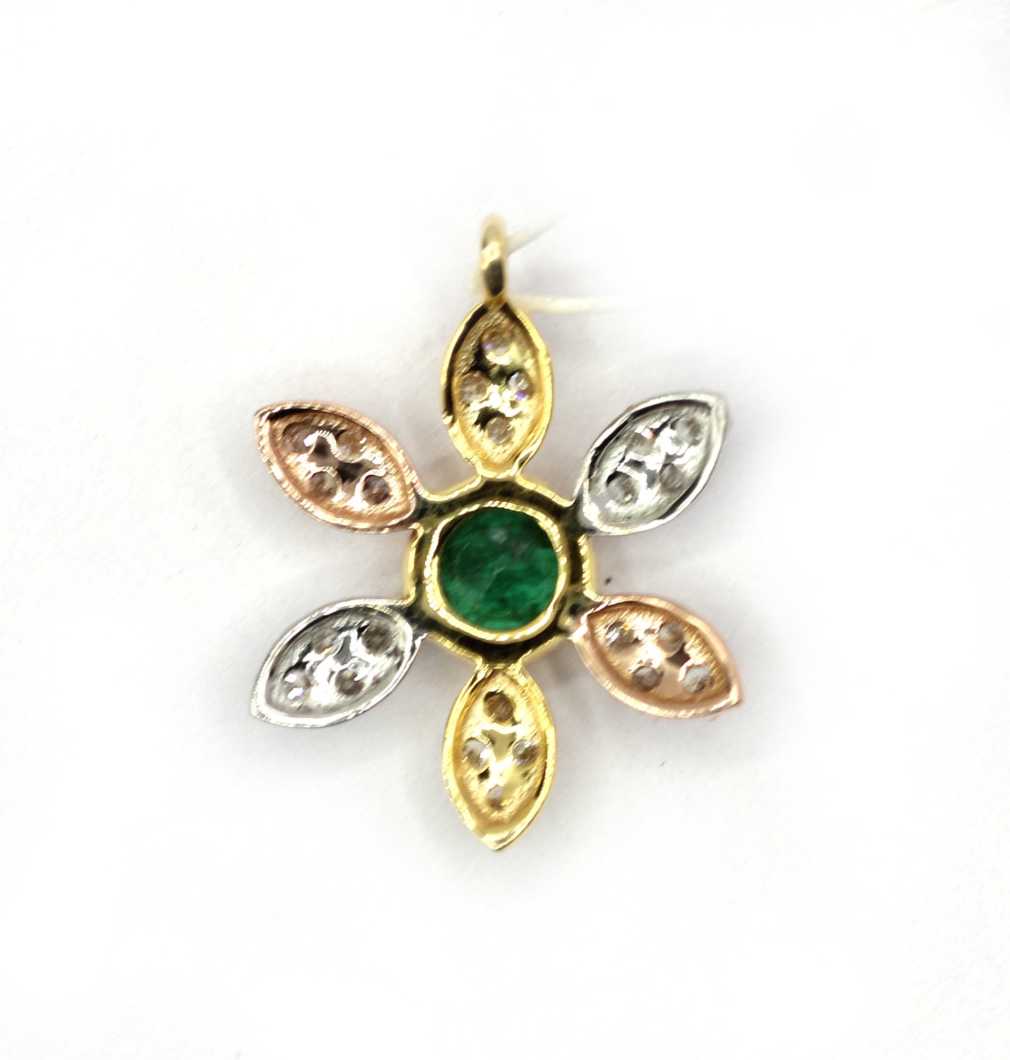 Flower 14k Solid Gold Diamond Pendants