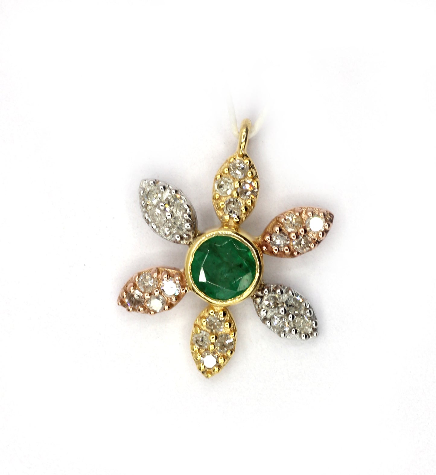 Flower 14k Solid Gold Diamond Pendants