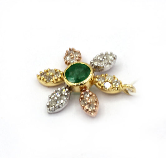 Flower 14k Solid Gold Diamond Pendants