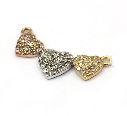 Heart 14k Solid Gold Diamond Pendants